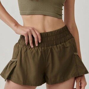 FP Movement by Free People Dark Green Get Your Flirt On High Waisted Shorts